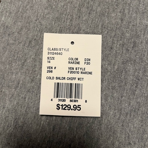 David's Bridal Cascading Off-the-Shoulder Cocktail/Wedding Dress in MARINE BLUE! - Picture 12 of 13